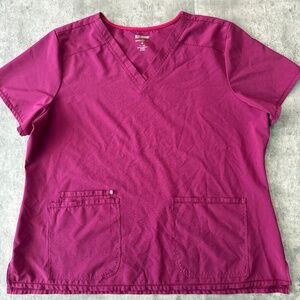 Scrubstar ~ Women's Fuchsia Scrub Top Collar Performance Stretch Pockets ~ 2XL